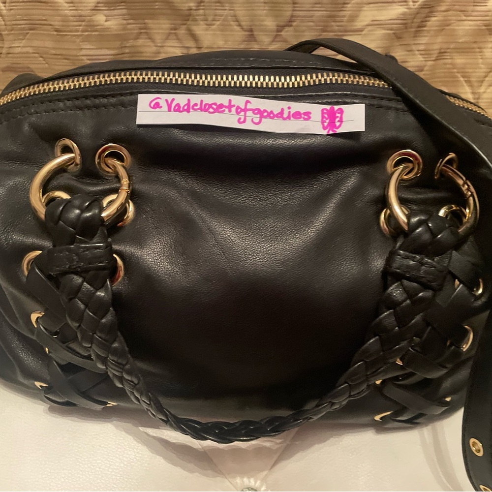 Black Leather Braided Women's Bag